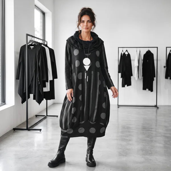 Sweatshirt - Kleid "stripes & dots" mit pfiffigem Kragen - verschiedene Farben