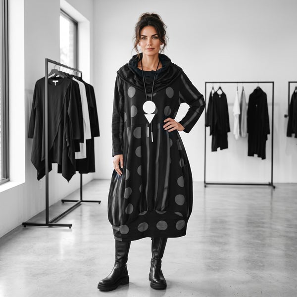 Sweatshirt - Kleid "stripes & dots" mit pfiffigem Kragen - verschiedene Farben