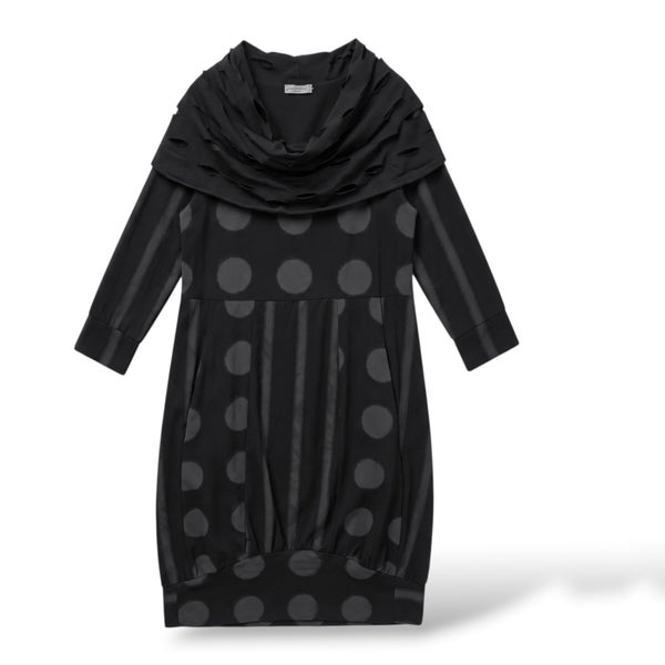 Sweatshirt - Kleid "stripes & dots" mit pfiffigem Kragen - verschiedene Farben