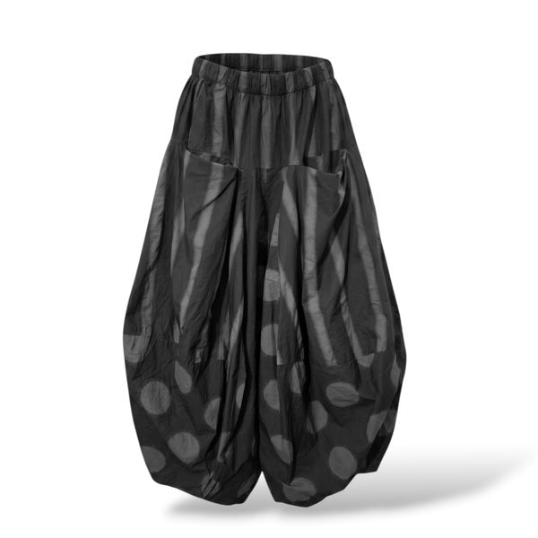 extravagante Baumwoll-Hose "stripes & dots" in anthrazit gemustert
