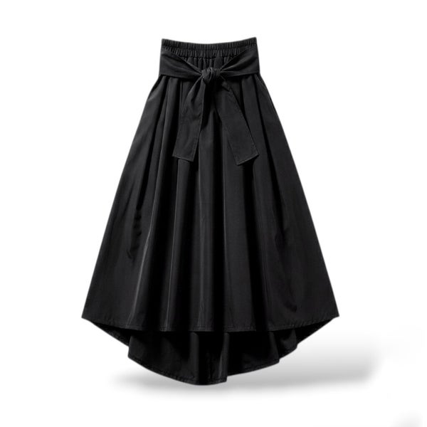 eleganter Taft-Rock "Aoki" in A-Linie mit Gummibund in schwarz