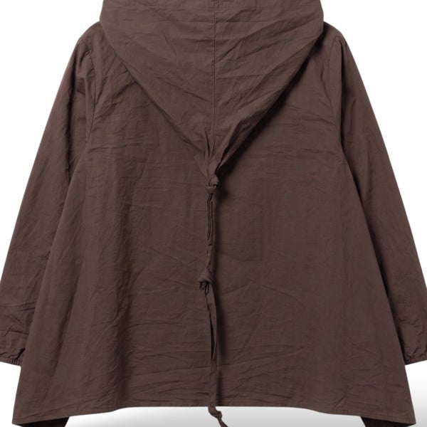 Baumwoll Blusenjacke "moonshine" mit Zipfelkapuze in schokobraun