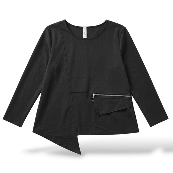Oberteil "Nippo" in A-Linie aus Milano-Jersey in schwarz