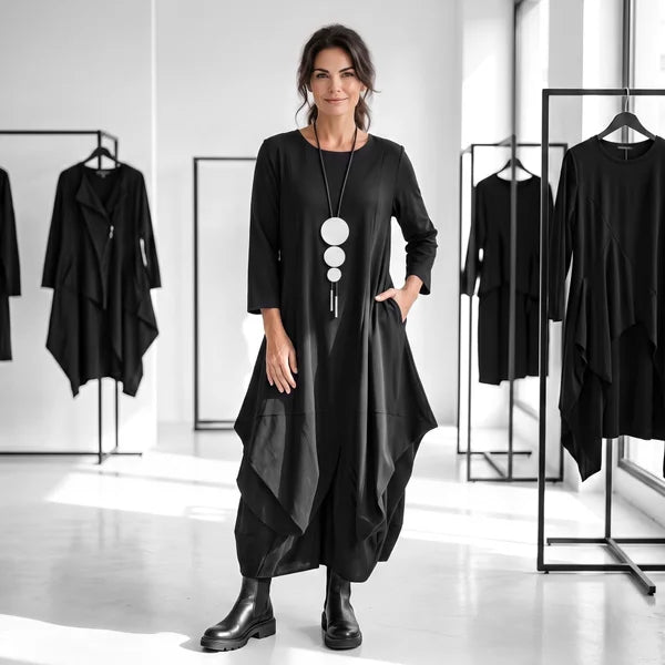 extravagantes Kleid "Tokyo" in einem Premium Comfort- Viskosemix in schwarz
