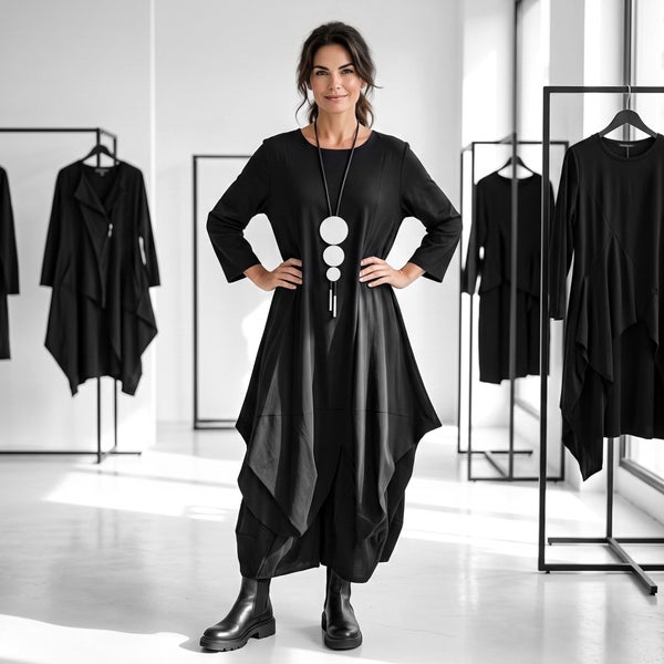 extravagantes Kleid "Tokyo" in einem Premium Comfort- Viskosemix in schwarz