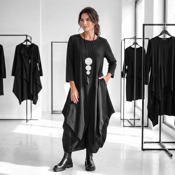 extravagantes Kleid "Tokyo" in einem Premium Comfort- Viskosemix in schwarz