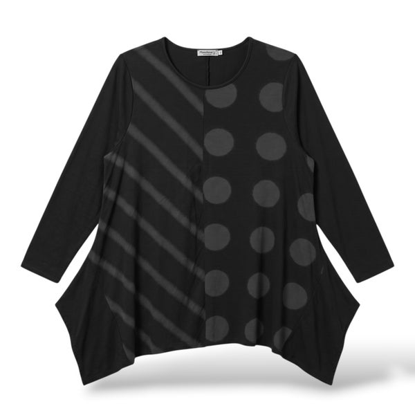 Sweatshirt - Oberteil "stripes & dots" in großzügiger A-Linie - verschiedene Farben