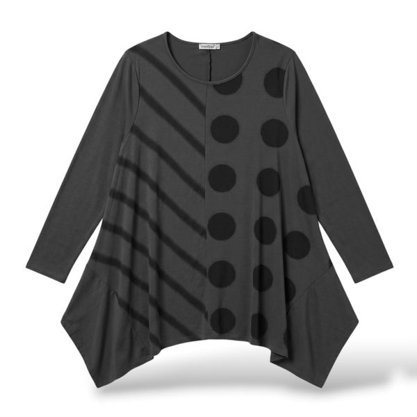 Sweatshirt - Oberteil "stripes & dots" in großzügiger A-Linie - verschiedene Farben